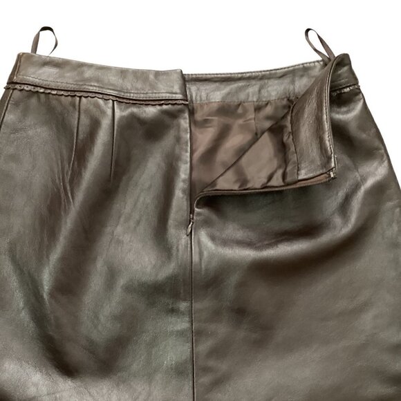 Dark Brown Leather Skirt Sz 6 Jaclyn Smith #173F - Picture 8 of 12